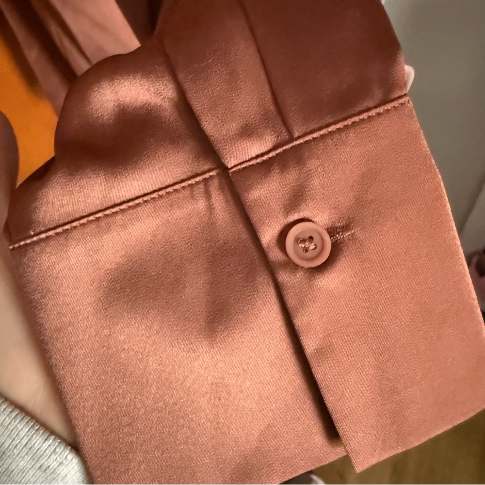 Uniqlo Rust Bronze Silky Button Down Top - Picture 6 of 13